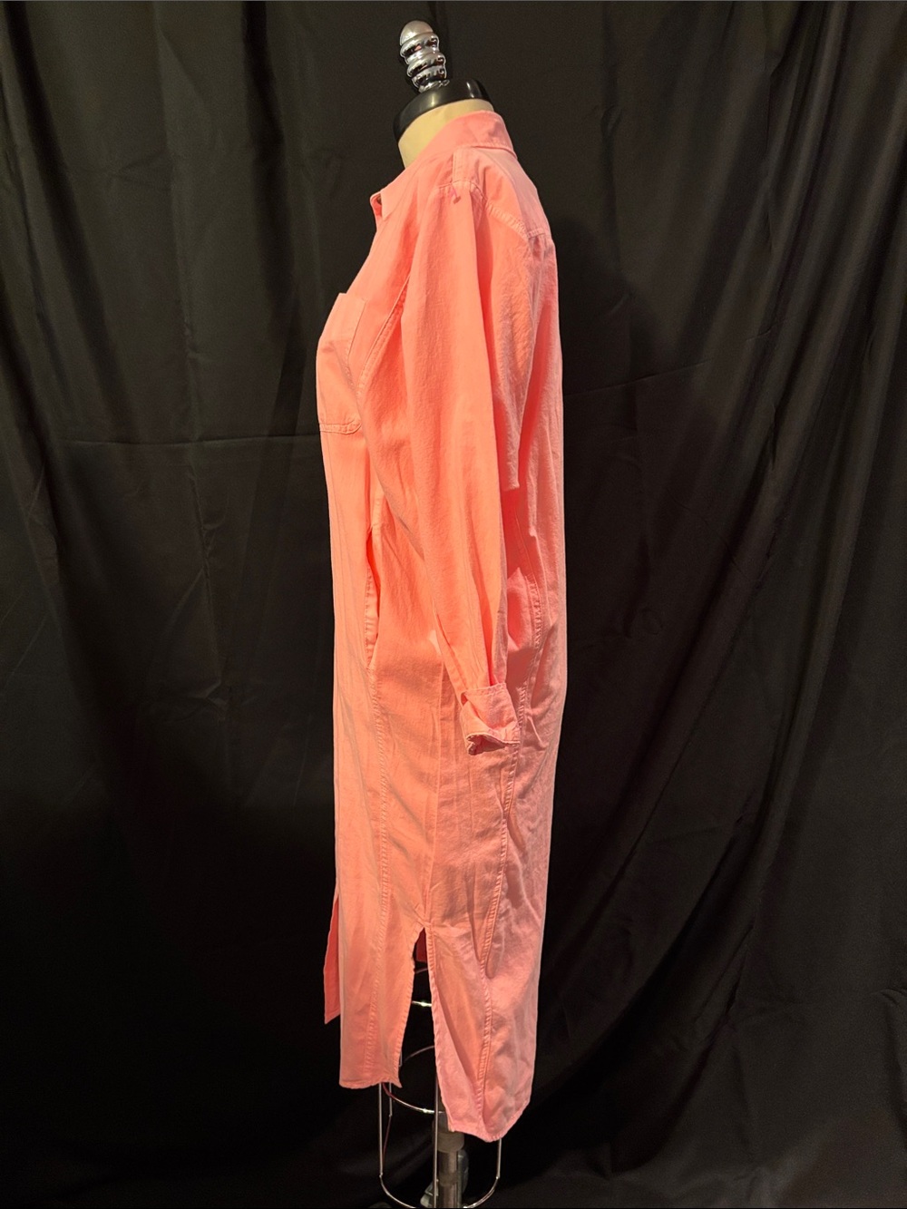Coral Pink Button-Down Shirt Dress - Picture 4 of 5